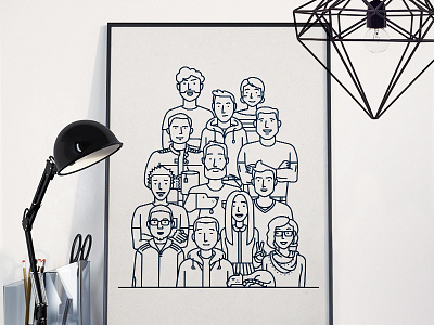 Team of Twelve character illustration line people