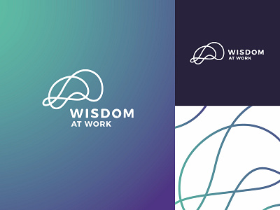 Wisdom at Work brain brand design logo waves