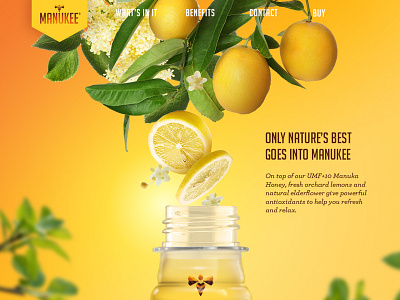 Manukee beverage drink honey lemon plants tropical ui website