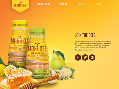 Manukee bees beverage drink honey lemon plants tropical ui website