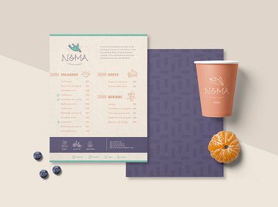 Nôma - Menu blueberry illustration logo menu orange pattern purple tangerine visual identity
