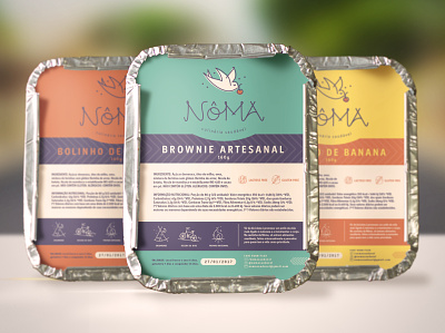 Nôma - Package brownie delivery food green green logo orange package purple visual identity