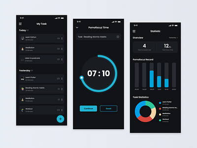 Pomofocuz Timer Mobile App⏱️ appdesign design uidesign uiuxdesign uxdesign