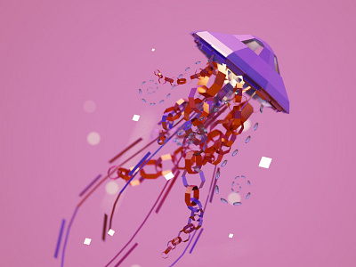 Paper and Jelly dof gold jellyfish lowpoly paperpoly undertheocean