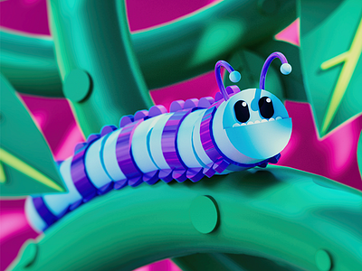 Caterpillar 3d blender3d blue c4d cinema4d color dof gradient light lowpoly swoosh