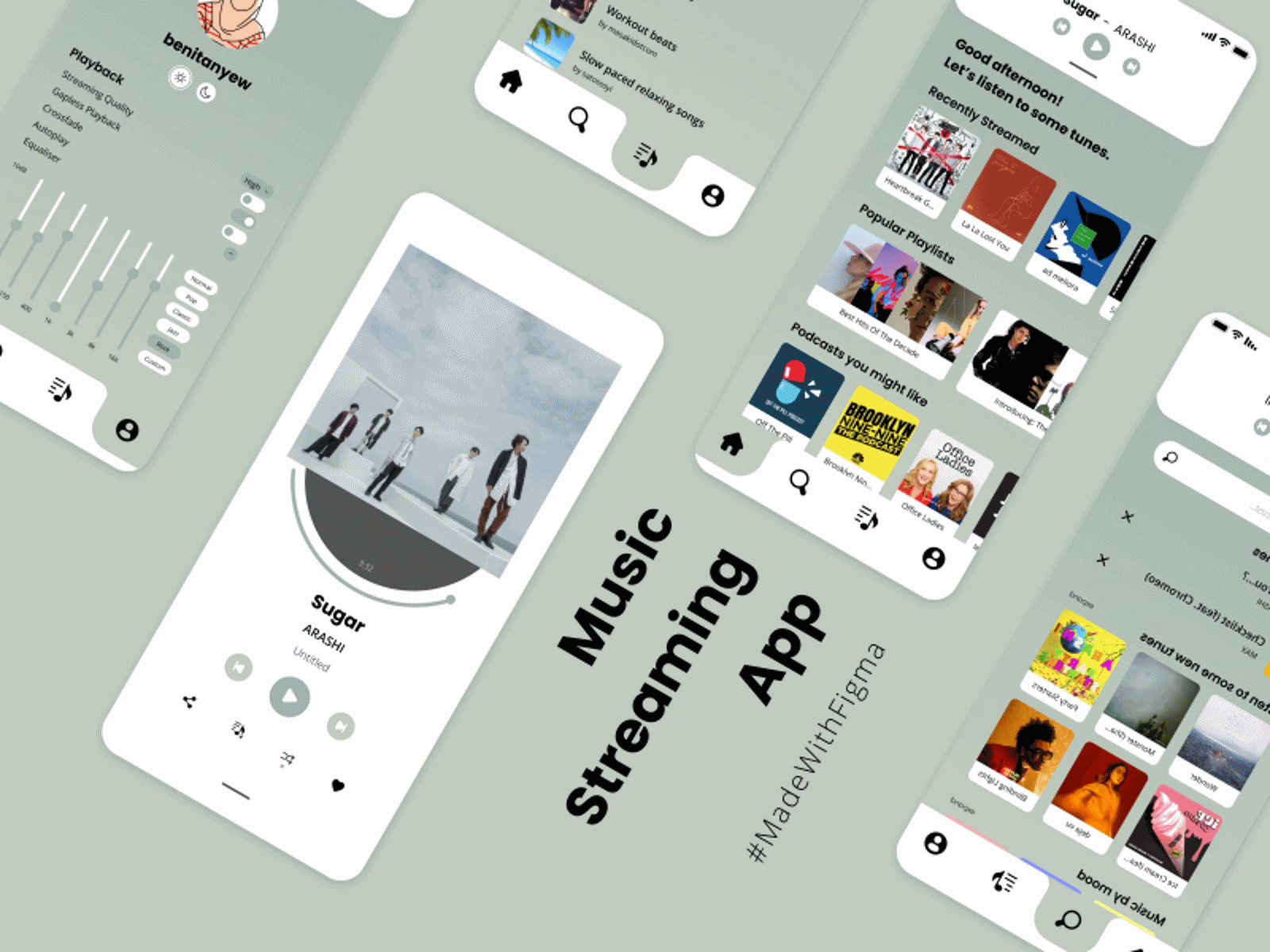 music streaming app UI