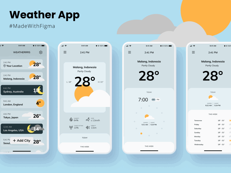 weather app UI design figma ui weather app