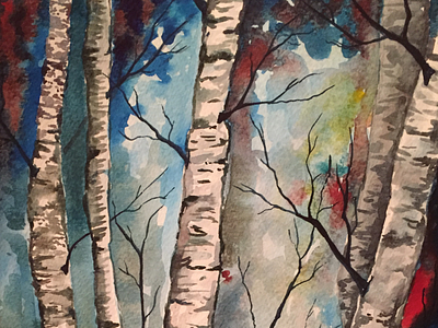 Birch Trees art birch branch illustration painting trees watercolor