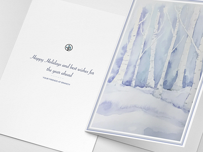 Holiday Card art birch tree branch fine art holiday card illustration watercolor