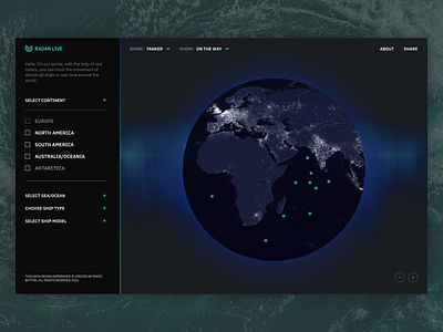 Web portal with real radar for all ships.