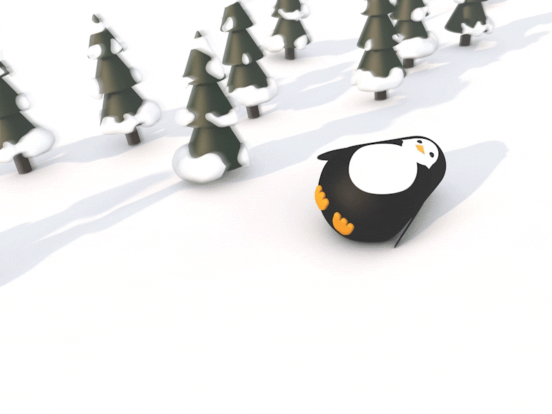 Winter Penguin animal animation cartoon cinema 4 d gif motion loop penguin playful snow video winter