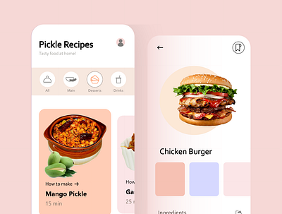 Recipe - Mobile App app app design apple art colorful ui design food food app foodpanda graphicdesign illustration mobile app mobile ui pickle app rahat recipe uiuxdesign ux website xd
