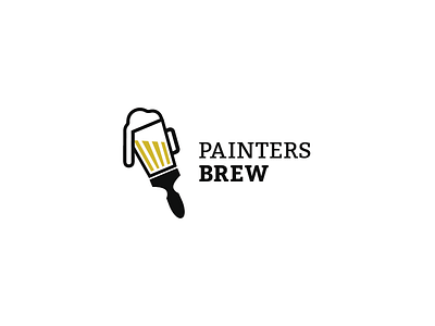 Painters Brew beer brew foam handle logo paint brush painting spill trademark type