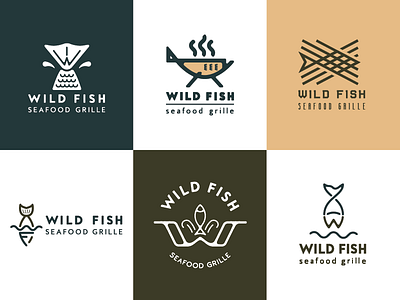 Wild Fish Seafood Grille austin fish grill identity logo marks san antonio texas w water waves