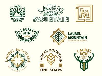 Laurel Mountain Soap Exploration branding exploration lather laurel leaf logo mountain nature outdoor plant soap type