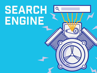 "Search Engine" engine gear lightning mechanical motor search seo sparks