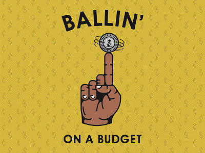 Ballin On A Budget ballin balling budget coin illustration linework money money signs spin