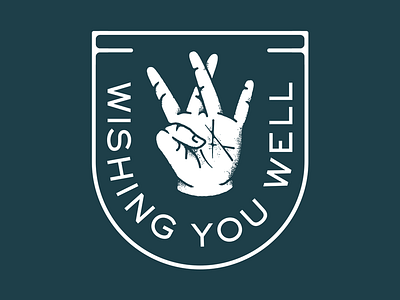Wishing You Well badge banner graphic hand patch pin shield texture type