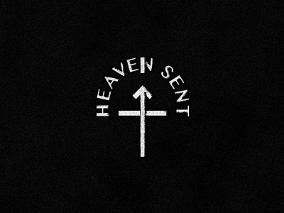 Heaven Sent, arrow cross dark graphic illustration patches pins print texture type