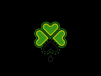 Out of Luck on St. Patty's Day black clover flower graphic heart line patch pin