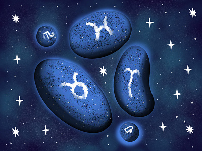 Signs and Symbols astrology blue illustration procreate procreate art rocks runes space stars stones