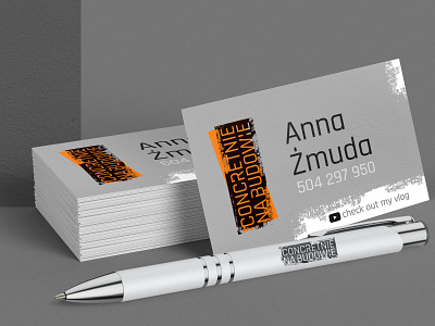 CONCRETNIE NA BUDOWIE businnes card and pen brand brand design brand identity branding branding design business card grey logo orange pen print