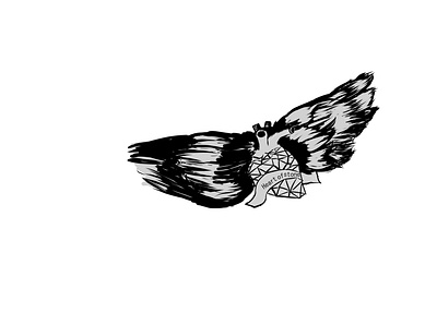 Heart of stone black white contest design freelancer illustration tattoo wings