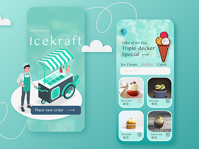 Ice-Cream Parlour App app design flat illustration minimal ui