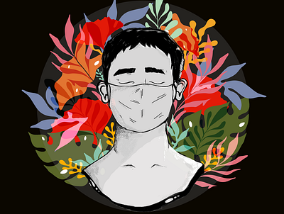 Tropical escape abstract affinitydesigner boy illustration mask minimal tropical vector