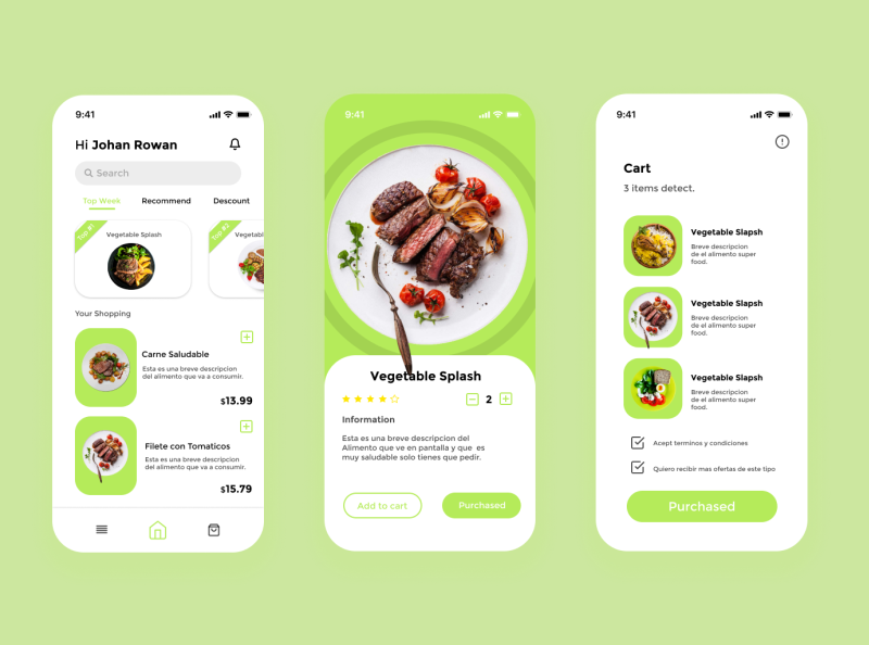 app comida saludable by EA Souza on Dribbble