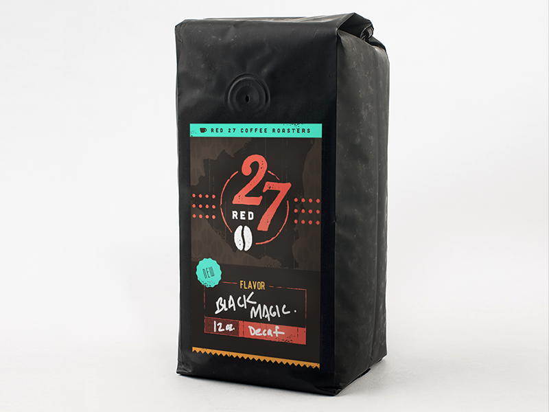 Red27 Coffee Bag Concept coffee bean bag red mockup