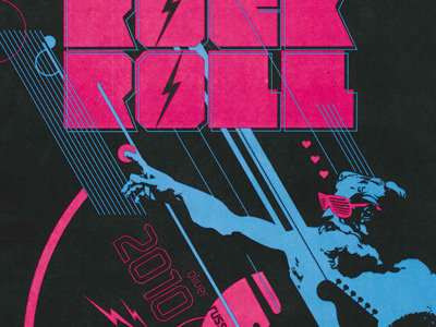 Rock & Roll T-shirt Design 80s god neon rock and roll shade shutter