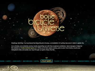 Boise Bicycle Universe site bicycle bike flash game interactive online site space universe web