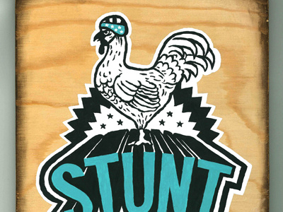 Stunt Cock chicken helmet painting stars stunt wood