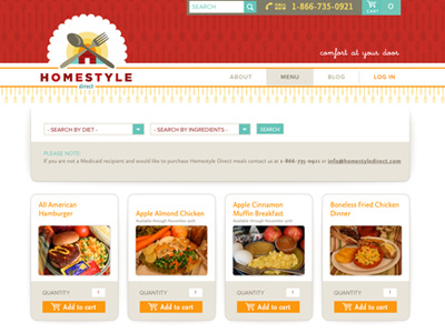 Homestyle Direct Website food frozen dinner medicare