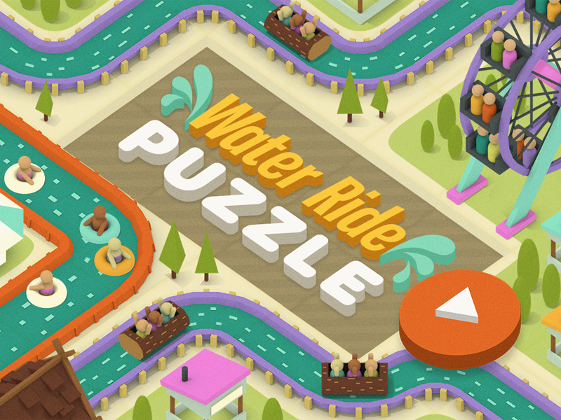Hmh Puzzler 3 3d low poly game waterslide log flume water boat carnival theme park