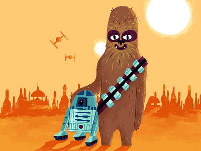 May the 4th be with you! chewbacca chewy illustration r2d2 star wars day