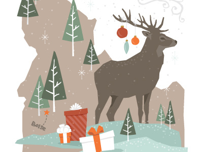 Think Boise First Poster christmas deer holiday shop local