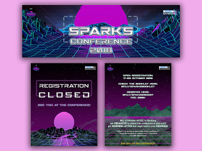 SPARKS Conference Print Design 80s 80s style banner banner design design digital print digital printing layout layout design layout exploration neon neon colors poster poster art poster design print design retro retro design retrowave synthwave