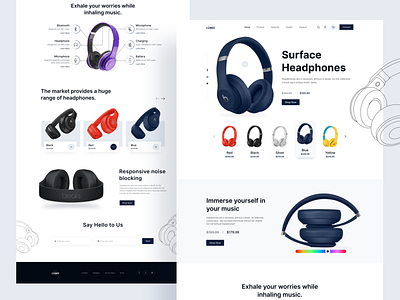 Product Landing page Concept clean creative designs designsystem dribbble best shot headphone headphone landing page headphone product landing page homepage landing page minimal minimalist popular design product landing page ui uidesign uiux web web design website