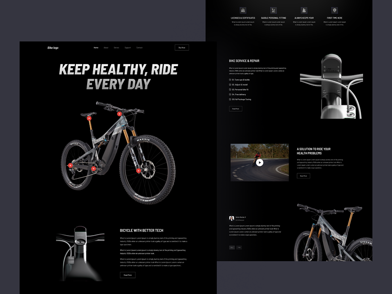 Product Page screen design idea #173: Product landing page. Cycle bike