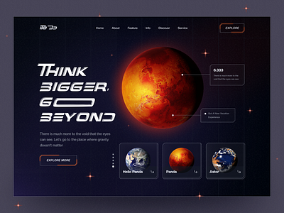 Space Travel & Research - Header Exploration animation astronaut dark earth galaxy home page landingpage learning platform marketing agency nasa planet satellite system space space project trend ui uidesign userinterface website website design