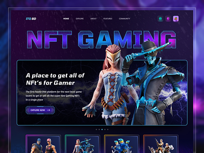 NFTs Gaming ~ Marketplace crypto cryptoart cryptocurrency exploration gaming landing page landing page marketplace nft nft design nft landing page nft ui ux nft website nftmarketplace nfts ui ui design ux ux design web design website