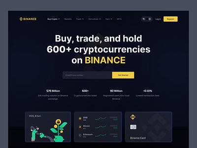 BINANCE Redesign Concept binance redesign branding crypto landing page cryptro graphic design home page landing page mobile application nft landing page nfts social social network ui ux web web design web mockup web page website website redesign