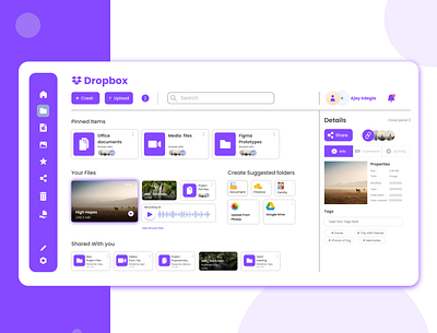 Dropbox - Rdesigned Concept dashboard data management figma graphic design redesign ui ux web design