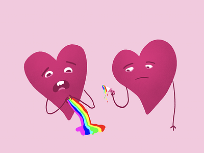 Oops design heart heartbreak illustration love oops ouch rainbow stab wound valentines