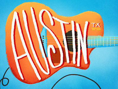 Austin Tx acoustic adobe adobe photoshop sketch austin austin texas design drawing guitar illustration weird