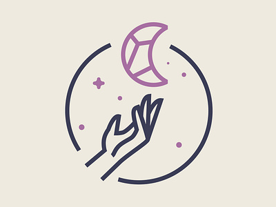 Luna Healing Arts - Logo Mark crystals hand healing illustration logo luna moon space stars