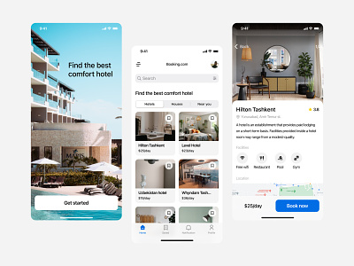 Hotel booking mobile app concept