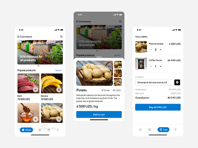 E-Commerce mobile app concept app app design concept design ecommerce groceries jaloliddin ui uiux ux